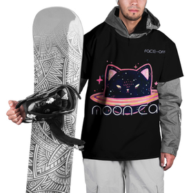 Накидка на куртку 3D с принтом Face Off  Moon cat в Екатеринбурге, 100% полиэстер |  | cat | face off | moon cat | кот | луна