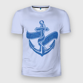 Мужская футболка 3D спортивная с принтом Якорь(ВМФ) в Тюмени, 100% полиэстер с улучшенными характеристиками | приталенный силуэт, круглая горловина, широкие плечи, сужается к линии бедра | вмф | военно морской флот | день вмф | корабли | море | праздник вмф