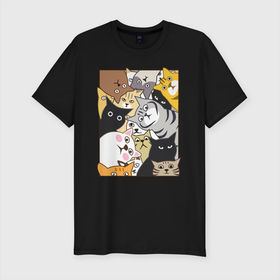 Мужская футболка хлопок Slim с принтом Котики Шпионы в Кировске, 92% хлопок, 8% лайкра | приталенный силуэт, круглый вырез ворота, длина до линии бедра, короткий рукав | anime | art | casual | cat | cats | cute | funny | kawaii | kitty | meme | memes | pussy | selfie | аниме | арт | животные | каваи | кавай | кот | коте | котик | котики | коты | кошка | кэжуал | мем | мемы | милота | приколы | прикольные | се