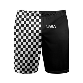 Мужские шорты спортивные с принтом NASA в Петрозаводске,  |  | nasa | space x | spacex | астронавт | в клетку | космонавт | космос | наса
