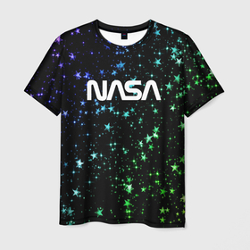 Мужская футболка 3D с принтом NASA l НАСА(S) в Новосибирске, 100% полиэфир | прямой крой, круглый вырез горловины, длина до линии бедер | cosmonavt | galaxy | nasa | nebula | space | star | абстракция | астронавт | вселенная | галактика | звезда | звезды | космический | космонавт | наса | планеты | скафандр