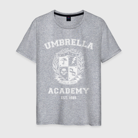 Мужская футболка хлопок с принтом Академия Амбрелла , 100% хлопок | прямой крой, круглый вырез горловины, длина до линии бедер, слегка спущенное плечо. | umbrella | umbrella academy | академия амбрелла | амбрелла | герб