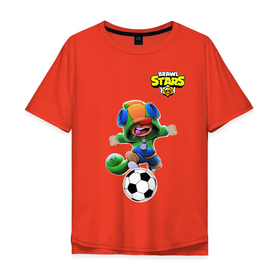 Мужская футболка хлопок Oversize с принтом Brawl STARS (футбол) в Петрозаводске, 100% хлопок | свободный крой, круглый ворот, “спинка” длиннее передней части | brawl | leon | moba | stars | supercell | игра | коллаборация | коллаж | паттерн | футбол