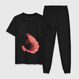 Мужская пижама хлопок с принтом Креветка в Белгороде, 100% хлопок | брюки и футболка прямого кроя, без карманов, на брюках мягкая резинка на поясе и по низу штанин
 | еда | креветка | морские животные | рак