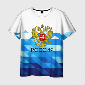 Мужская футболка 3D с принтом РОССИЯ в Петрозаводске, 100% полиэфир | прямой крой, круглый вырез горловины, длина до линии бедер | russia | герб | орел | патриот | патриотизм | российский | россия | символика | я русский