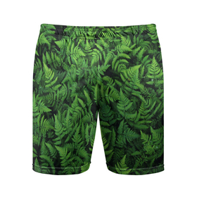Мужские шорты спортивные с принтом ПАПОРОТНИК ,  |  | summer | tropic | жара | летний | лето | отдых | пальмы | природа | текстура | тропикано | тропики