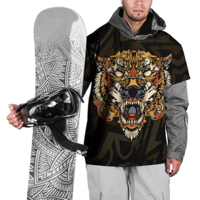 Накидка на куртку 3D с принтом Тигровый стимпанк (Tiger) в Екатеринбурге, 100% полиэстер |  | Тематика изображения на принте: барс | волк | детёныш | джунгли | енот | животное | злость | зубр | клыки | кот | лев | леопард | лес | листья | львица | медведь | монстр | оскал | охотник | пасть | полосы | пятнистая | рык | рычание | тигр