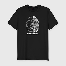 Мужская футболка хлопок Slim с принтом Engineer в Кировске, 92% хлопок, 8% лайкра | приталенный силуэт, круглый вырез ворота, длина до линии бедра, короткий рукав | engineer | math | nerd | sience | инженер