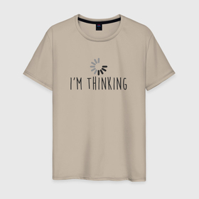 Мужская футболка хлопок с принтом im Thinking в Санкт-Петербурге, 100% хлопок | прямой крой, круглый вырез горловины, длина до линии бедер, слегка спущенное плечо. | engineer | math | nerd | sience | инженер