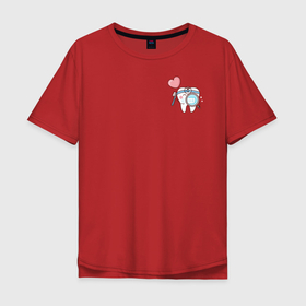 Мужская футболка хлопок Oversize с принтом Зуб в Тюмени, 100% хлопок | свободный крой, круглый ворот, “спинка” длиннее передней части | дантист | зубной врач | зубы | медицина | ортодонт | рот | стоматолог
