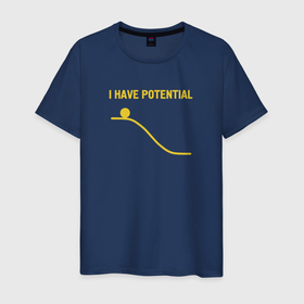 Мужская футболка хлопок с принтом I Have Potential в Санкт-Петербурге, 100% хлопок | прямой крой, круглый вырез горловины, длина до линии бедер, слегка спущенное плечо. | engineer | math | nerd | sience | инженер