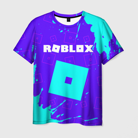 Мужская футболка 3D с принтом ROBLOX / РОБЛОКС в Новосибирске, 100% полиэфир | прямой крой, круглый вырез горловины, длина до линии бедер | blocks | blox | game | games | logo | minecraft | mobile | online | roblocks | roblox | robux | studio | блоки | игра | игры | квадрат | квадратик | кщидщч | лого | логотип | майнкрафт | онлайн | роблокс | робукс | символ | символы | студия