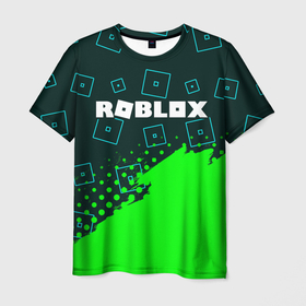 Мужская футболка 3D с принтом ROBLOX / РОБЛОКС в Новосибирске, 100% полиэфир | прямой крой, круглый вырез горловины, длина до линии бедер | blocks | blox | game | games | logo | minecraft | mobile | online | roblocks | roblox | robux | studio | блоки | игра | игры | квадрат | квадратик | кщидщч | лого | логотип | майнкрафт | онлайн | роблокс | робукс | символ | символы | студия