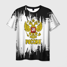 Мужская футболка 3D с принтом ГЕРБ РОССИИ в Петрозаводске, 100% полиэфир | прямой крой, круглый вырез горловины, длина до линии бедер | russia | герб | орел | патриот | патриотизм | российский | россия | символика | я русский