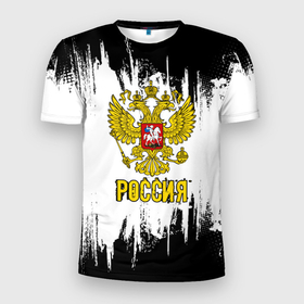 Мужская футболка 3D спортивная с принтом ГЕРБ РОССИИ в Белгороде, 100% полиэстер с улучшенными характеристиками | приталенный силуэт, круглая горловина, широкие плечи, сужается к линии бедра | russia | герб | орел | патриот | патриотизм | российский | россия | символика | я русский