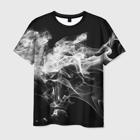 Мужская футболка 3D с принтом СЕРЫЙ ДЫМ в Курске, 100% полиэфир | прямой крой, круглый вырез горловины, длина до линии бедер | fire | flame | in fire | smoke | в огне | дым | огненный | огонь | текстуры