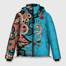 Мужская зимняя куртка 3D с принтом Цветочная фантазия в Екатеринбурге, верх — 100% полиэстер; подкладка — 100% полиэстер; утеплитель — 100% полиэстер | длина ниже бедра, свободный силуэт Оверсайз. Есть воротник-стойка, отстегивающийся капюшон и ветрозащитная планка. 

Боковые карманы с листочкой на кнопках и внутренний карман на молнии. | Тематика изображения на принте: botanica | fantasy | flower | flowers | garden | magic | magical | pattern | tattoo | tracery | weave | арт | ботаника | в виде | вензеля | волшебная | волшебные | из цветов | паттерн | сад | тату | татуировка | татуха | узор | узоры | фанта