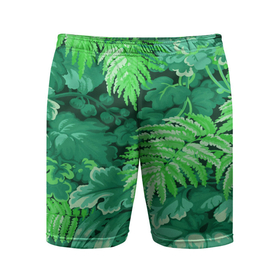 Мужские шорты спортивные с принтом Джунгли ,  |  | summer | tropic | жара | летний | лето | отдых | пальмы | природа | текстура | тропикано | тропики