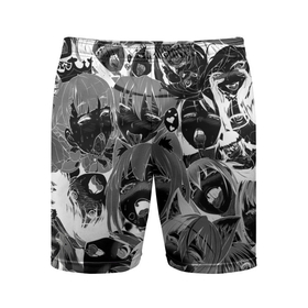 Мужские шорты спортивные с принтом Ахегао паттерн черный ,  |  | ahegao | kawai | kowai | oppai | otaku | senpai | sugoi | waifu | yandere | ахегао | ковай | отаку | семпай | сенпай | сэмпай | яндере