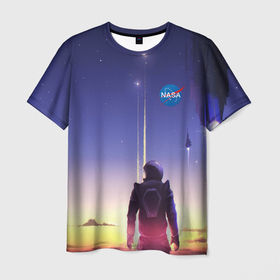 Мужская футболка 3D с принтом NASA в Екатеринбурге, 100% полиэфир | прямой крой, круглый вырез горловины, длина до линии бедер | cosmonavt | galaxy | nasa | nebula | space | star | абстракция | астронавт | вселенная | галактика | звезда | звезды | космический | космонавт | наса | планеты | скафандр