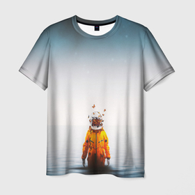 Мужская футболка 3D с принтом КОСМОНАВТ В МОРЕ в Новосибирске, 100% полиэфир | прямой крой, круглый вырез горловины, длина до линии бедер | cosmonavt | galaxy | nasa | nebula | space | star | абстракция | астронавт | вселенная | галактика | звезда | звезды | космический | космонавт | наса | планеты | скафандр