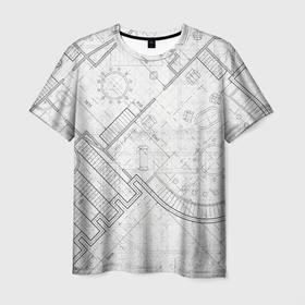 Мужская футболка 3D с принтом план здания в Курске, 100% полиэфир | прямой крой, круглый вырез горловины, длина до линии бедер | architecture | general plan 
architect | архитектор | архитектура | генплан | знание