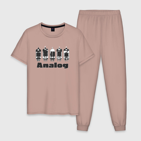 Мужская пижама хлопок с принтом Analog в Тюмени, 100% хлопок | брюки и футболка прямого кроя, без карманов, на брюках мягкая резинка на поясе и по низу штанин
 | engineer | math | nerd | sience | инженер