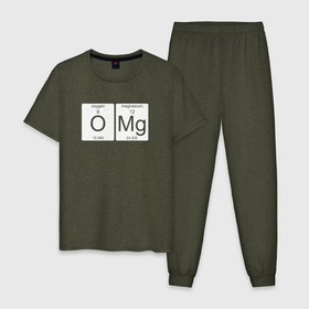Мужская пижама хлопок с принтом OMG в Кировске, 100% хлопок | брюки и футболка прямого кроя, без карманов, на брюках мягкая резинка на поясе и по низу штанин
 | Тематика изображения на принте: engineer | math | nerd | sience | инженер