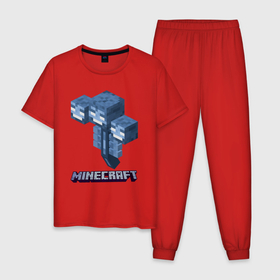 Мужская пижама хлопок с принтом Minecraft в Екатеринбурге, 100% хлопок | брюки и футболка прямого кроя, без карманов, на брюках мягкая резинка на поясе и по низу штанин
 | minecraft | копатель | кубики | майкрафт | майнкрафт | мморг | мультиплеер | пиксели | пиксельная игра | развивающая игра | рпг | строительство | стройка