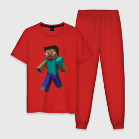 Мужская пижама хлопок с принтом Minecraft персонаж в Тюмени, 100% хлопок | брюки и футболка прямого кроя, без карманов, на брюках мягкая резинка на поясе и по низу штанин
 | minecraft | копатель | кубики | майкрафт | майнкрафт | мморг | мультиплеер | пиксели | пиксельная игра | развивающая игра | рпг | строительство | стройка