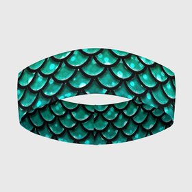 Повязка на голову 3D с принтом Змеиная кожа в Тюмени,  |  | бирюзовый | блики | зеленый | змея | кожа | свет | синий | чешуя