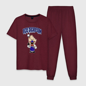 Мужская пижама хлопок с принтом Ice Scream в Екатеринбурге, 100% хлопок | брюки и футболка прямого кроя, без карманов, на брюках мягкая резинка на поясе и по низу штанин
 | horror | ice scream | neighborhood | аркадный | хоррор
