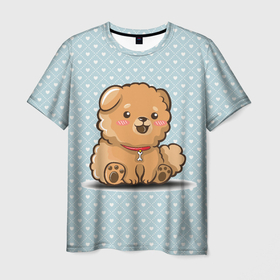 Мужская футболка 3D с принтом милый песик в Курске, 100% полиэфир | прямой крой, круглый вырез горловины, длина до линии бедер | cute | dog | doggy | арт | животные | картинка | милая | милый | пес | песик | псина | пушистик | рисунок | собака | собачка