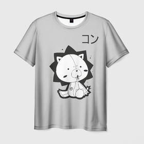 Мужская футболка 3D с принтом Кон Bleach в Санкт-Петербурге, 100% полиэфир | прямой крой, круглый вырез горловины, длина до линии бедер | bleach | japan | kon | leon | аниме | блич | иероглифы | итиго | ичиго | кавай | кон | куросаги | куросаки | лев | львенок | мило | мишка | рукия | синигами | стиль | шинигами | япония | японский