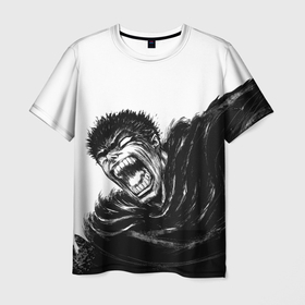 Мужская футболка 3D с принтом Ярость в Рязани, 100% полиэфир | прямой крой, круглый вырез горловины, длина до линии бедер | berserk | берсерк | гатс | черный мечник | ярость