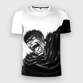 Мужская футболка 3D спортивная с принтом Ярость в Тюмени, 100% полиэстер с улучшенными характеристиками | приталенный силуэт, круглая горловина, широкие плечи, сужается к линии бедра | berserk | берсерк | гатс | черный мечник | ярость