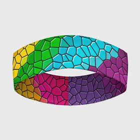 Повязка на голову 3D с принтом Яркая мозаика в Санкт-Петербурге,  |  | желтый | зелёный | красный | мозаика | оранжевый | радуга | синий | фиолетовый | цвета | яркие | яркие цвета