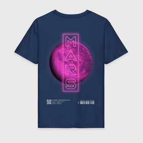Мужская футболка хлопок с принтом MARS (МАРС) в Санкт-Петербурге, 100% хлопок | прямой крой, круглый вырез горловины, длина до линии бедер, слегка спущенное плечо. | Тематика изображения на принте: звёзды | иероглифы | коды | космос | марс | неон | планета | розовый
