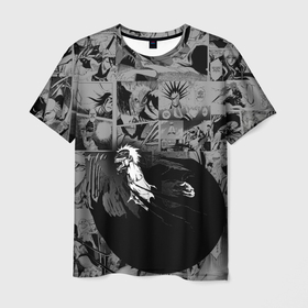 Мужская футболка 3D с принтом Блич серый паттерн в Санкт-Петербурге, 100% полиэфир | прямой крой, круглый вырез горловины, длина до линии бедер | bleach | аниме | блич | ичиго куросаки | манга | меч | синигами