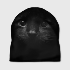 Шапка 3D с принтом Чёрный кот в Екатеринбурге, 100% полиэстер | универсальный размер, печать по всей поверхности изделия | животные | кот | коты | кошка | кошки | питомцы