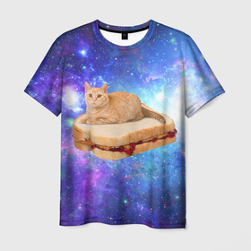 Мужская футболка 3D с принтом Кот в космосе , 100% полиэфир | прямой крой, круглый вырез горловины, длина до линии бедер | Тематика изображения на принте: cat | cats | space | бутерброд | грозовой кошак | джем | киса | киска | космос | кошак | кошка