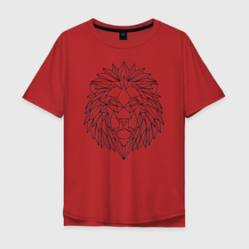 Мужская футболка хлопок Oversize с принтом Геометрический Лев , 100% хлопок | свободный крой, круглый ворот, “спинка” длиннее передней части | геометрический рисунок | лев | царь зверей