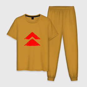 Мужская пижама хлопок с принтом Ghost of Tsushima Red Logo (Z) в Белгороде, 100% хлопок | брюки и футболка прямого кроя, без карманов, на брюках мягкая резинка на поясе и по низу штанин
 | game | ghost of tsushima | jin sakai | samurai | дзин сакай | игра | призрак цусимы | самурай
