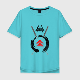 Мужская футболка хлопок Oversize с принтом Ghost of Tsushima (Z) в Белгороде, 100% хлопок | свободный крой, круглый ворот, “спинка” длиннее передней части | game | ghost of tsushima | jin sakai | samurai | дзин сакай | игра | призрак цусимы | самурай