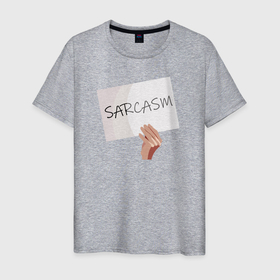 Мужская футболка хлопок с принтом Сарказм табличка Мем , 100% хлопок | прямой крой, круглый вырез горловины, длина до линии бедер, слегка спущенное плечо. | mem | sarcasm | мем. | сарказм