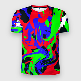 Мужская футболка 3D спортивная с принтом Абстрактные краски в Новосибирске, 100% полиэстер с улучшенными характеристиками | приталенный силуэт, круглая горловина, широкие плечи, сужается к линии бедра | abstract | art | camo | colorful | digital | fluid | абстракция | арт | камуфляж | краски | цифровой