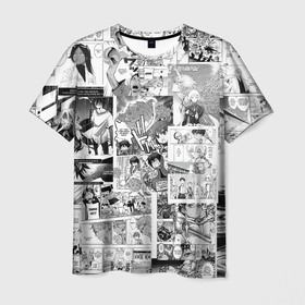 Мужская футболка 3D с принтом MANGA MONOCHROME PATTERN в Тюмени, 100% полиэфир | прямой крой, круглый вырез горловины, длина до линии бедер | anime | art | comics | manga | texture | аниме | арт | комикс | манга | текстура