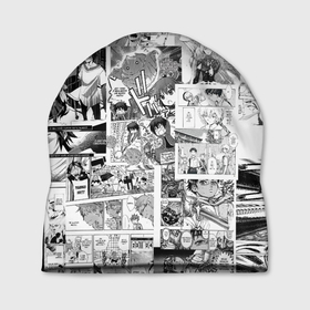 Шапка 3D с принтом MANGA MONOCHROME PATTERN в Курске, 100% полиэстер | универсальный размер, печать по всей поверхности изделия | anime | art | comics | manga | texture | аниме | арт | комикс | манга | текстура