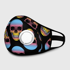 Маска из неопрена с принтом Neon skull в городе Новоалтайск, неопрен 100% | Форма огибающая нос. Резинки для ушей с дополнительной резинкой на затылке. Клапан для выдоха для активного дыхания при занятиях спортом. Эластичный материал маски и окантовки для лучшего растяжения и прилегания маски.  | Тематика изображения на принте: color | grin | jaw | neon | skull | teeth | неон | оскал | пасть | цвет | череп