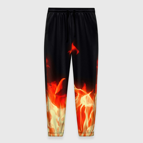 Мужские брюки 3D с принтом Огонь в Новосибирске, 100% полиэстер | манжеты по низу, эластичный пояс регулируется шнурком, по бокам два кармана без застежек, внутренняя часть кармана из мелкой сетки | fire | в огне | взрыв | огненный | огонь | пожар | текстура